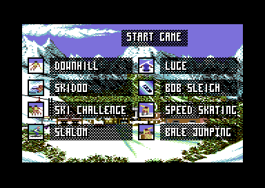 Winter Supersports 92 (Commodore 64) screenshot: The events.
