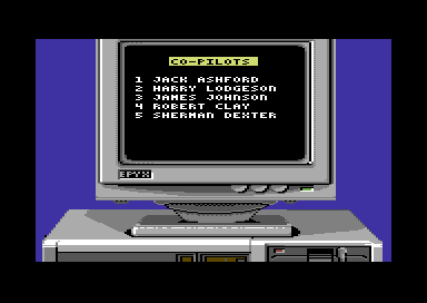 Snow Strike (Commodore 64) screenshot: Choose your co-pilot.