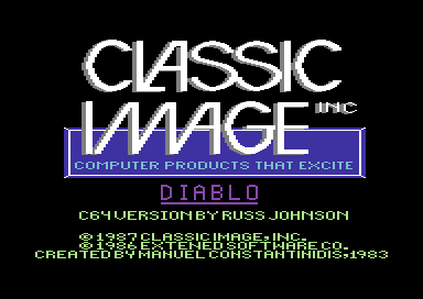 Diablo (Commodore 64) screenshot: Title screen.