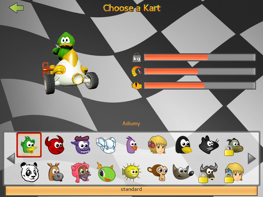 SuperTuxKart (Windows) screenshot: Select a character.