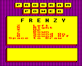 Frenzy (BBC Micro) screenshot: Title Screen with Main Controls