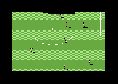 Graeme Souness International Soccer (Commodore 64) screenshot: Shot on goal.