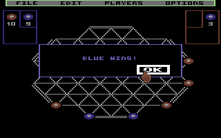 TrianGO (Commodore 64) screenshot: Blue wins anyway