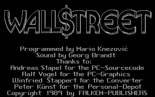 Wall$treet (Commodore 64) screenshot: Credits
