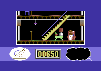 Huxley Pig (Commodore 64) screenshot: Have the pilots outfit.