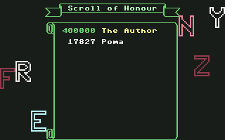 Frenzy (Commodore 64) screenshot: Scroll of Honour