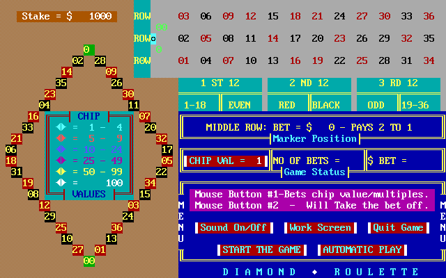 Screenshot of Casino Challenge (DOS, 1993) - MobyGames