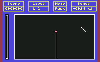 Frenzy (Commodore 64) screenshot: Moving the craft in free area at full speed