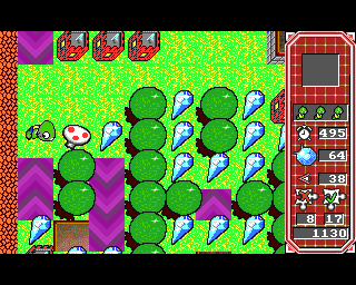 EGO: Repton 4 (Acorn 32-bit) screenshot: The mushroom causes the conveyors to stop