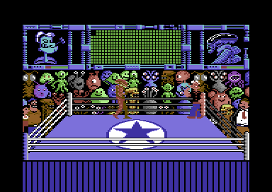 Popeye 3: WrestleCrazy (Commodore 64) screenshot: Let's get ready to rumble.