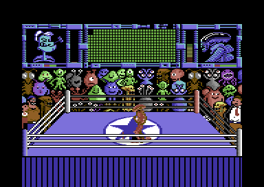 Popeye 3: WrestleCrazy (Commodore 64) screenshot: Pinned down.