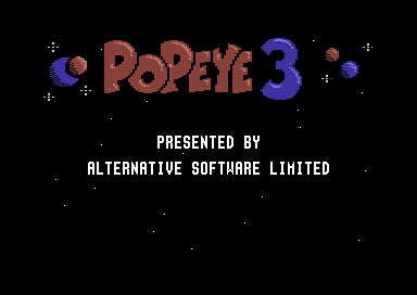 Popeye 3: WrestleCrazy (Commodore 64) screenshot: Title screen.