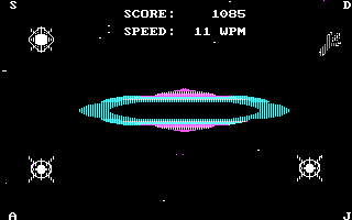 MasterType (PC Booter) screenshot: Wave 2. (CGA with RGB monitor)