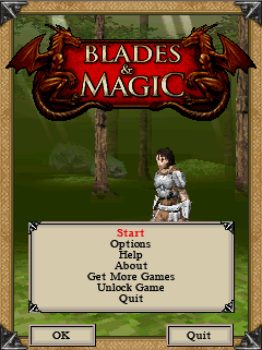 Blades & Magic (J2ME) screenshot: The Title Screen.