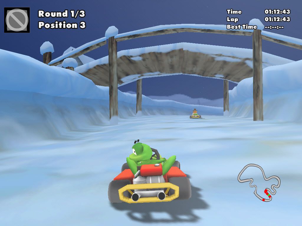 Crazy Chicken: Kart 2 (Windows) screenshot: Crossing under the bridge