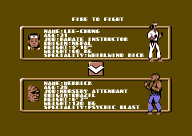 Fist Fighter (Commodore 64) screenshot: The next fight.