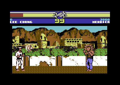 Fist Fighter (Commodore 64) screenshot: Fireballs away.
