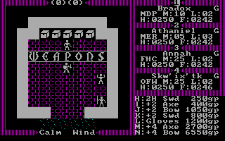 Exodus: Ultima III (DOS) screenshot: During the early part of the game, you'll need to find out how to reach Dawn. Well, now I know what I'm gonna save my money for...