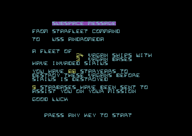 Vagan Attack (Commodore 64) screenshot: Message.