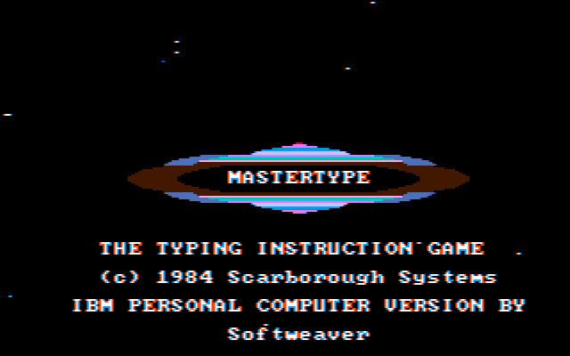 MasterType (PC Booter) screenshot: Title screen (CGA with composite monitor)
