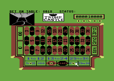 Trump Castle: The Ultimate Casino Gambling Simulation (Commodore 64) screenshot: Roulette.