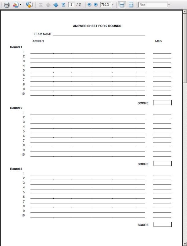 blank answer sheet template