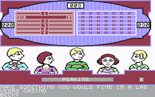 The All New Family Feud (Commodore 64) screenshot: Waiting for Becky's answer