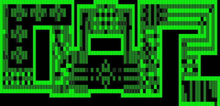 One Hundred and One Monochrome Mazes (DOS) screenshot: A very tricky maze