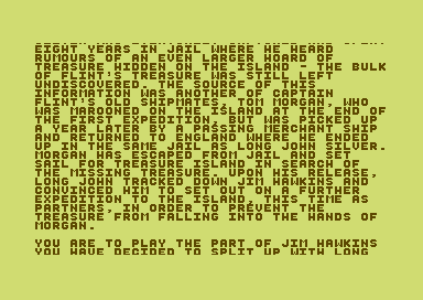 Treasure Island (Commodore 64) screenshot: The story.