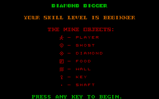 Maze Adventures (DOS) screenshot: 'Diamond Digger''s objects