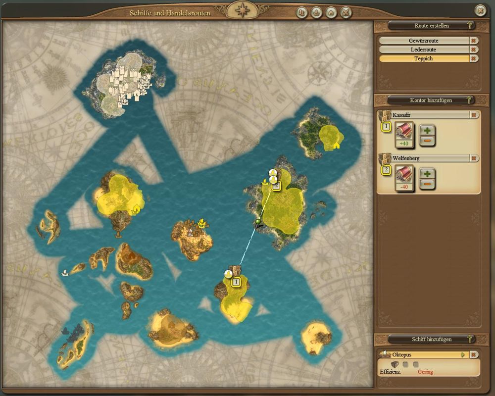 Dawn of Discovery (Windows) screenshot: Here you can easily create trade routes.