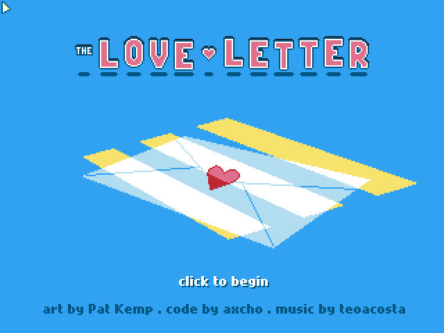 The Love Letter (Browser) screenshot: Start Screen.