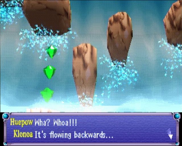 Klonoa: Door to Phantomile (PlayStation) screenshot: The waterfall in Jugpot is flowing in reverse!