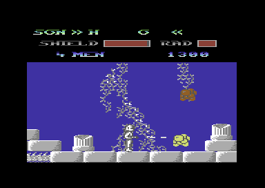 Orion (Commodore 64) screenshot: Blast the aliens.