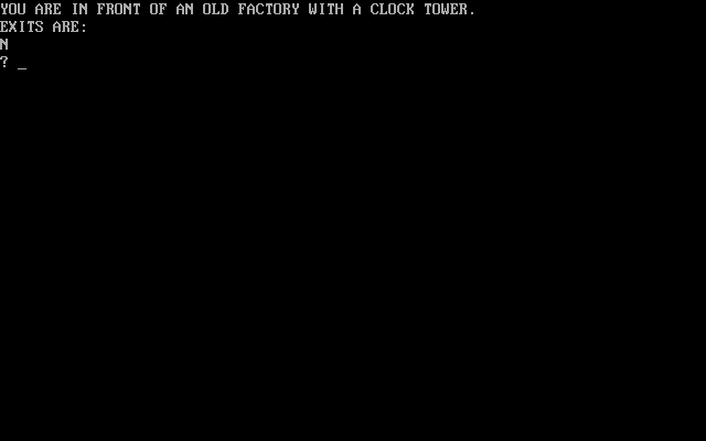 COMPUTE!'s Guide to Adventure Games (included game) (DOS) screenshot: Beginning the game
