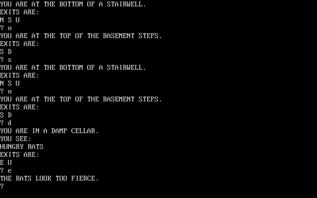COMPUTE!'s Guide to Adventure Games (included game) (DOS) screenshot: Oh dear, this doesn't look good!