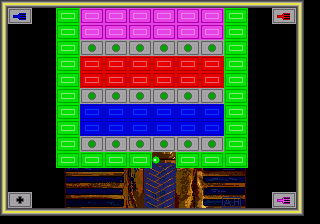 Action 52 (Genesis) screenshot: Bonkers: Remove all of the blocks that are the same color as the ball. The ball's color can be changed with the paint boxes.