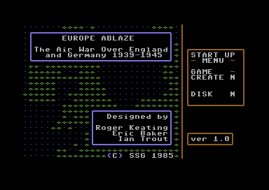 Europe Ablaze (Commodore 64) screenshot: Title screen.