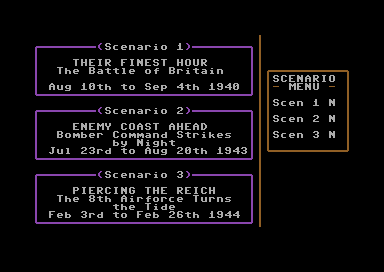 Europe Ablaze (Commodore 64) screenshot: Pick your scenario.