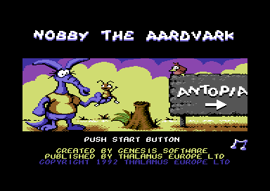 Nobby the Aardvark (Commodore 64) screenshot: Title screen.