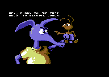 Nobby the Aardvark (Commodore 64) screenshot: Having dinner.