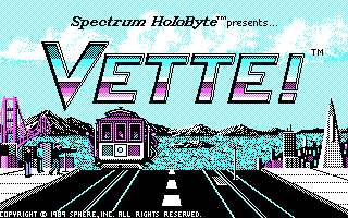 Vette! (DOS) screenshot: Title screen (CGA)