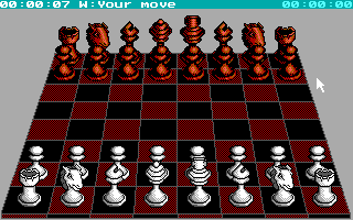 Sargon 4 (DOS) screenshot: 3D mode (EGA)