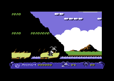 Nobby the Aardvark (Commodore 64) screenshot: Platform action.