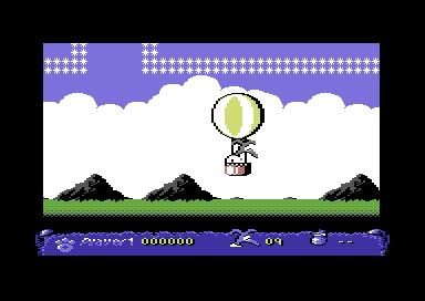 Nobby the Aardvark (Commodore 64) screenshot: Balloon action.