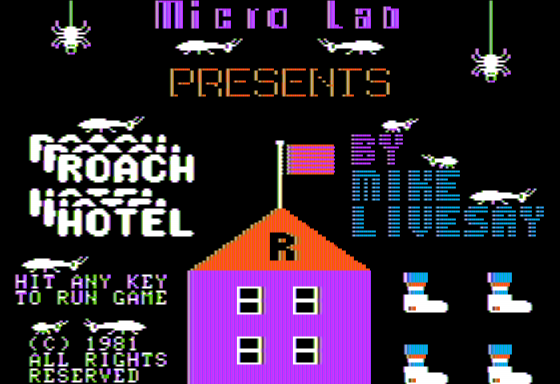 Roach Hotel (Apple II) screenshot: Title Screen