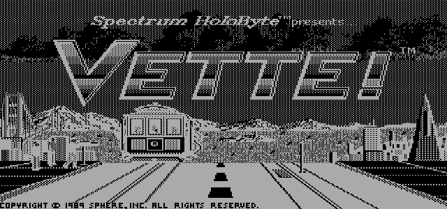 Vette! (DOS) screenshot: Title screen (Hercules - reverse color selection)