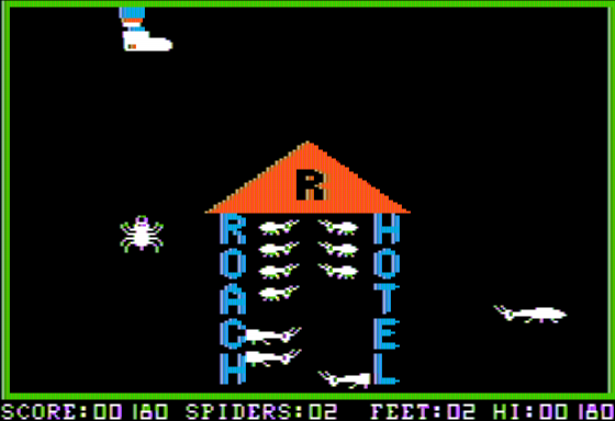 Roach Hotel (Apple II) screenshot: About to get a Spider