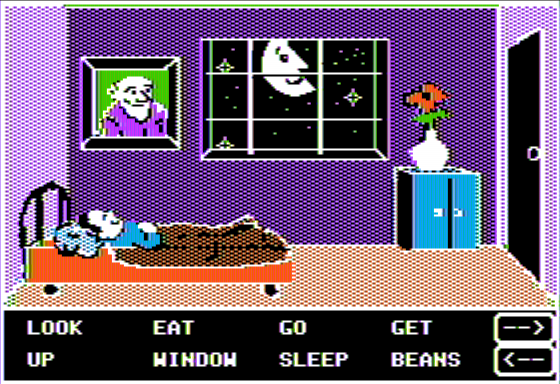 Jack and the Beanstalk (Apple II) screenshot: Jack Sleeps Soundly