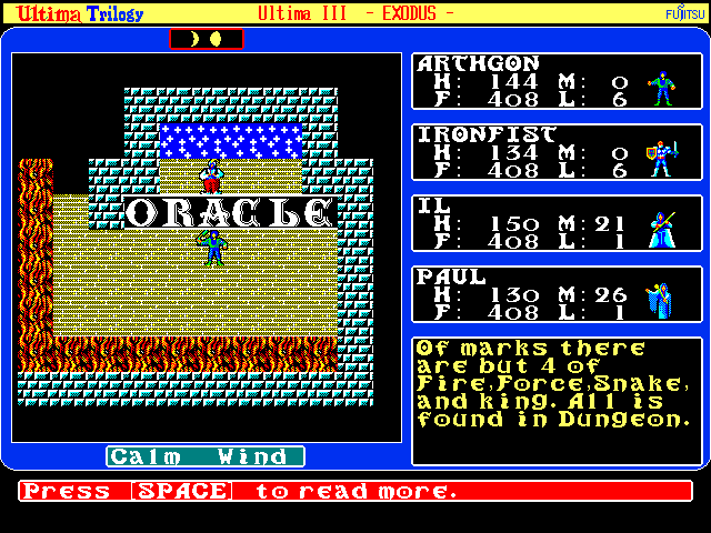 Ultima Trilogy: I ♦ II ♦ III (FM Towns) screenshot: U3: The Oracle!